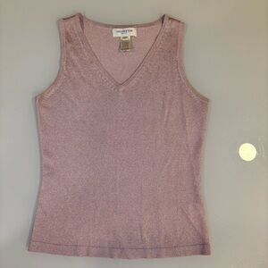 Jones New York Shimmering Mauve V-Neck Tank Top